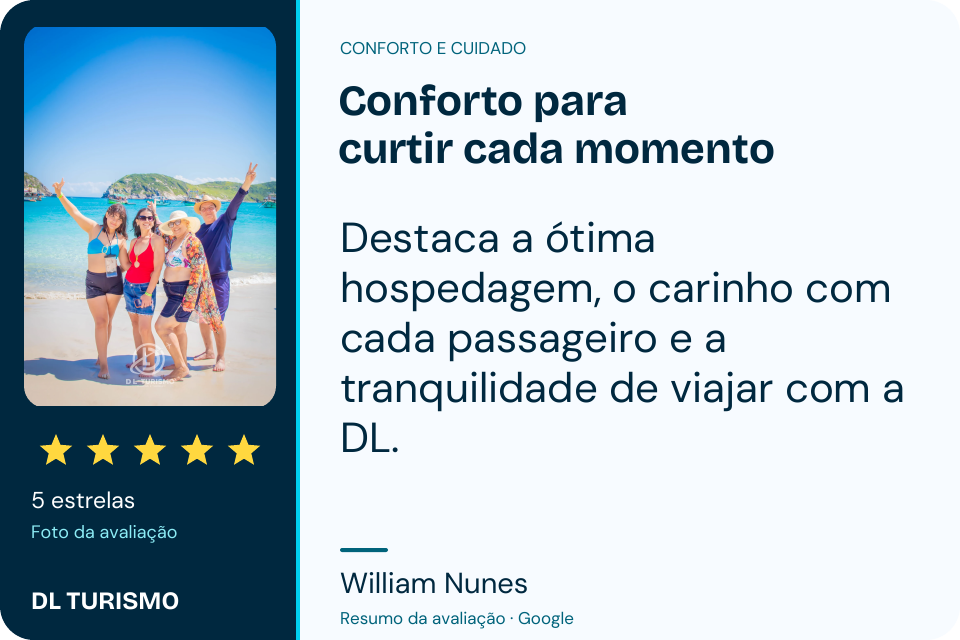 Avaliação de William Nunes no Google: conforto para curtir cada momento